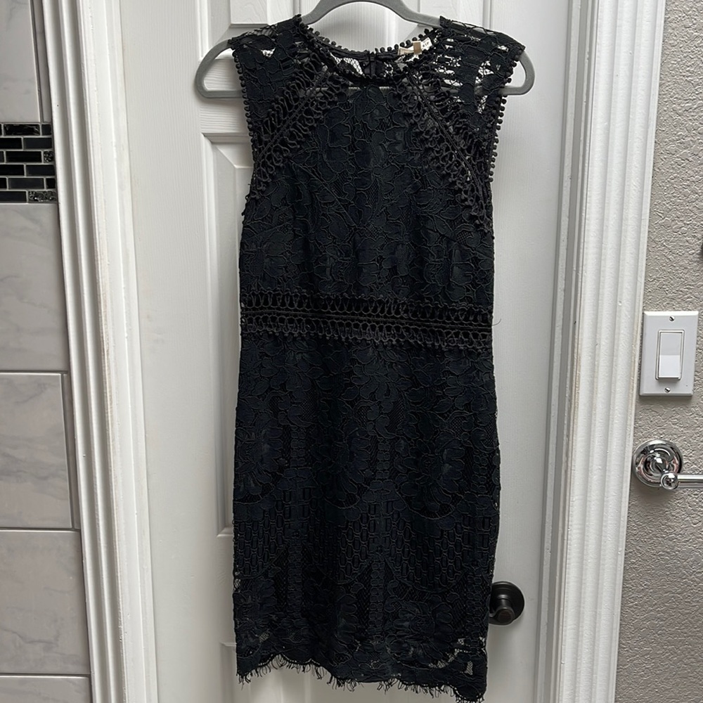 Main Strip Black Lace Mini Dress